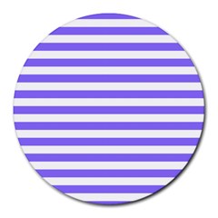 Lilac Purple Stripes Round Mousepads by snowwhitegirl