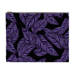 Tropical Leaves Purple Cosmetic Bag (xl) by snowwhitegirl