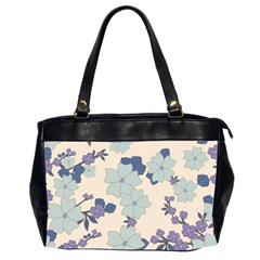 Vintage Floral Blue Pattern Oversize Office Handbag (2 Sides) by snowwhitegirl
