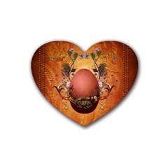 Wonderful Steampunk Easter Egg With Flowers Rubber Coaster (heart) 
