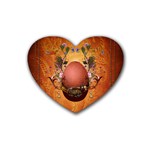 Wonderful Steampunk Easter Egg With Flowers Rubber Coaster (Heart)  Front