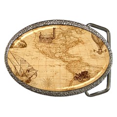 Map Discovery America Ship Train Belt Buckles by Sudhe