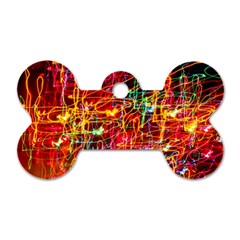 Random Colored Light Swirls Dog Tag Bone (one Side)