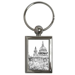 Line Art Architecture Church Key Chains (rectangle)  by Sudhe