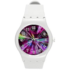Fractal Circles Abstract Round Plastic Sport Watch (m)