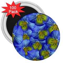 Flowers Pansy Background Purple 3  Magnets (100 Pack) by Mariart