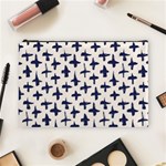 Pattern Ink blue navy Crosses Grunge Flesh And Navy Pattern Ink Crosses Grunge Flesh beige background Cosmetic Bag (Large) Front