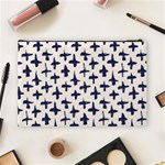 Pattern Ink blue navy Crosses Grunge Flesh And Navy Pattern Ink Crosses Grunge Flesh beige background Cosmetic Bag (Large) Back