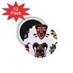Tribal Masks African Culture Set 1.75  Magnets (10 pack)  Front