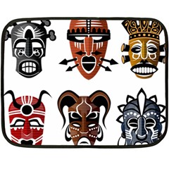 Tribal Masks African Culture Set Double Sided Fleece Blanket (mini) 