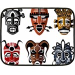 Tribal Masks African Culture Set Double Sided Fleece Blanket (Mini)  35 x27  Blanket Back