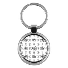 Black And White Ethnic Design Print Key Chains (round)  by dflcprintsclothing