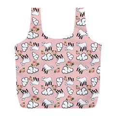 Vintage Lamb Pattern Pink Full Print Recycle Bag (l) by snowwhitegirl