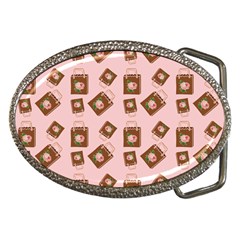 Shopping Bag Pattern Pink Belt Buckles by snowwhitegirl