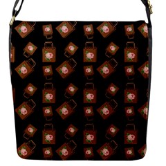 Shopping Bag Pattern Black Flap Closure Messenger Bag (s) by snowwhitegirl