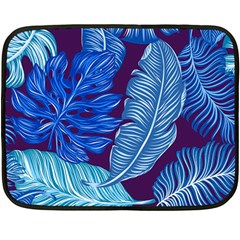 Tropical Blue Leaves Fleece Blanket (mini)