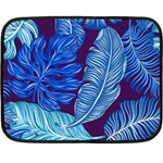 Tropical Blue Leaves Fleece Blanket (Mini) 35 x27  Blanket