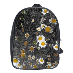 Black And White With Daisies School Bag (xl) by okhismakingart