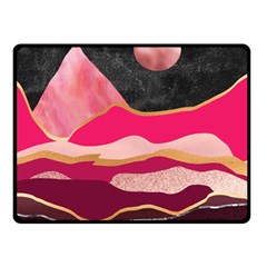Pink And Black Abstract Mountain Landscape Double Sided Fleece Blanket (small) 
