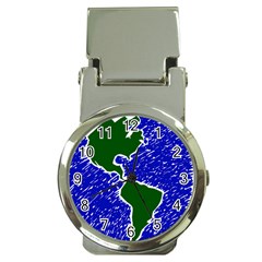 Globe Drawing Earth Ocean Money Clip Watches by HermanTelo