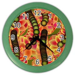 Abstract Background Digital Green Color Wall Clock by HermanTelo