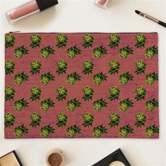 Pink Denim And Roses Cosmetic Bag (xxl)