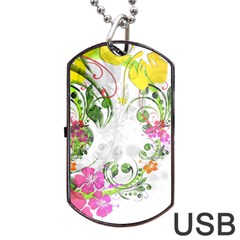 Flowers Floral Dog Tag Usb Flash (one Side) by HermanTelo