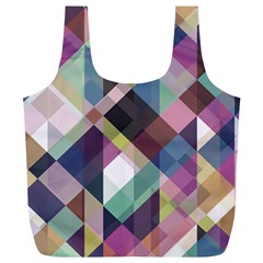 Geometric Blue Violet Pink Full Print Recycle Bag (xl) by HermanTelo