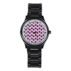 Girl Face Lilac Stainless Steel Round Watch by snowwhitegirl