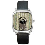Egyptian Design Beetle Square Metal Watch Front