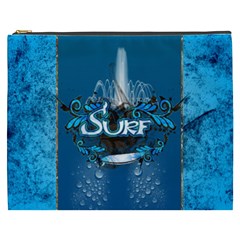 Sport, Surfboard With Water Drops Cosmetic Bag (xxxl) by FantasyWorld7