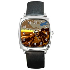 Scotland Monti Mountains Mountain Square Metal Watch