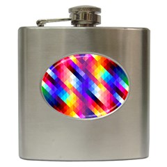Abstract Blue Background Colorful Pattern Hip Flask (6 Oz) by Bajindul
