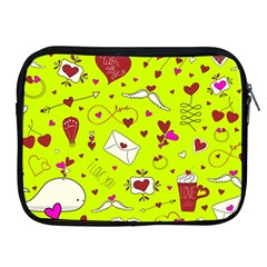 Valentin s Day Love Hearts Pattern Red Pink Green Apple Ipad 2/3/4 Zipper Cases by EDDArt