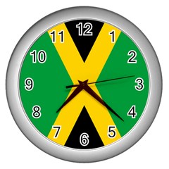 Jamaica Flag Wall Clock (silver) by FlagGallery