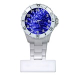 Rich Blue Digital Abstract Plastic Nurses Watch Front