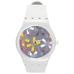 Background Abstract Non Seamless Round Plastic Sport Watch (m)