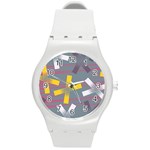 Background Abstract Non Seamless Round Plastic Sport Watch (M) Front