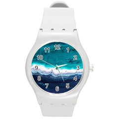 Color Acrylic Paint Art Painting Round Plastic Sport Watch (m)