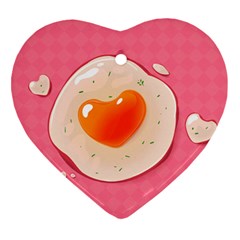 Omelette Heart Pink Valentine Ornament (heart) by Bajindul
