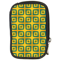 Green Plaid Star Gold Background Compact Camera Leather Case by Alisyart