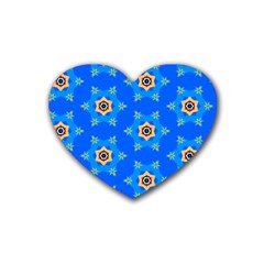 Pattern Backgrounds Blue Star Rubber Coaster (heart)  by HermanTelo