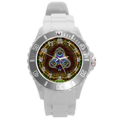 Art Artwork Fractal Digital Art Pattern Round Plastic Sport Watch (l)