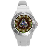 Art Artwork Fractal Digital Art Pattern Round Plastic Sport Watch (L) Front