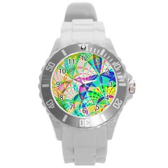 Design Background Concept Fractal Round Plastic Sport Watch (l)