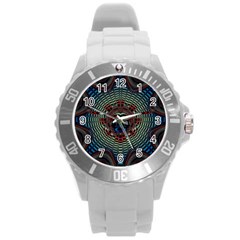 Abstract Abstract Art Artwork Star Round Plastic Sport Watch (l)