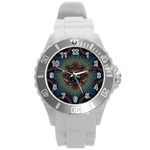 Abstract Abstract Art Artwork Star Round Plastic Sport Watch (L) Front