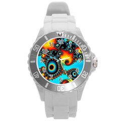 Artwork Fractal Digital Art Round Plastic Sport Watch (l)