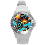 Artwork Fractal Digital Art Round Plastic Sport Watch (L) Front