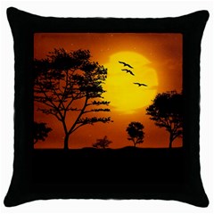 Digital Art Landscape Trees Artwork Throw Pillow Case (black)